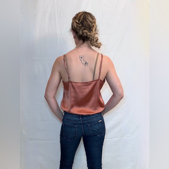 Abercrombie & Fitch Satin/Silk Lace Trim Bodysuit - Rose Gold - M - Picture 4 of 10